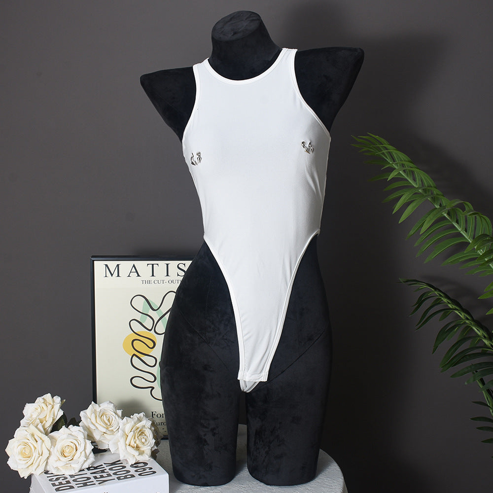 Women's Sexy Hot Round Neck Hollow Out Jumpsuits