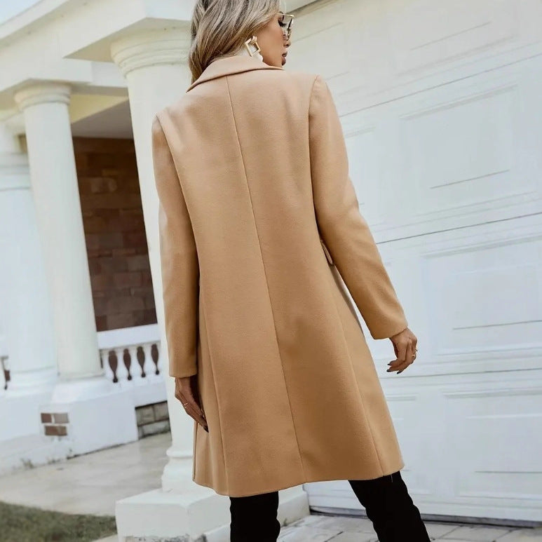 Trade Lady Temperament Elegant Double-breasted Woolen Coats