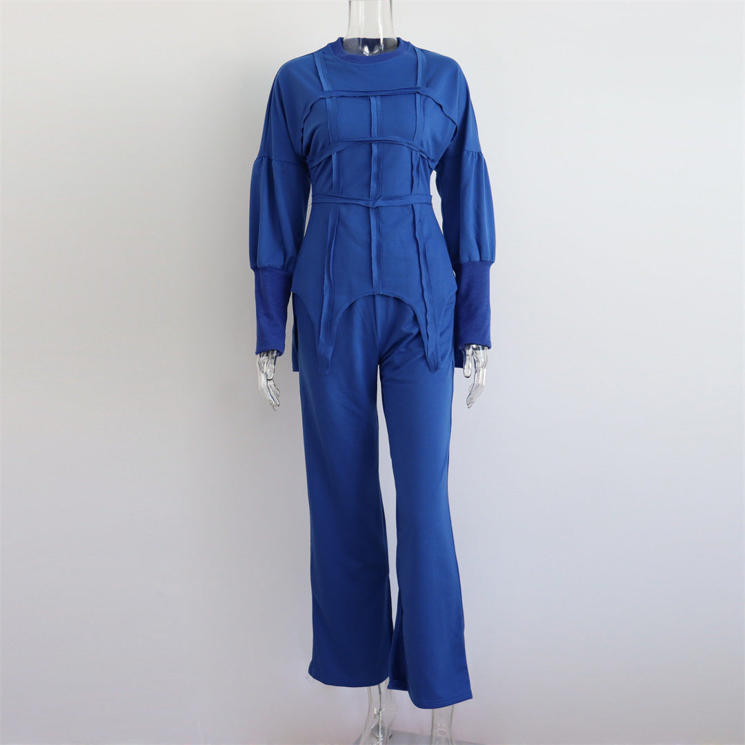 Solid Color Hoodie Round Neck Pullover Suits