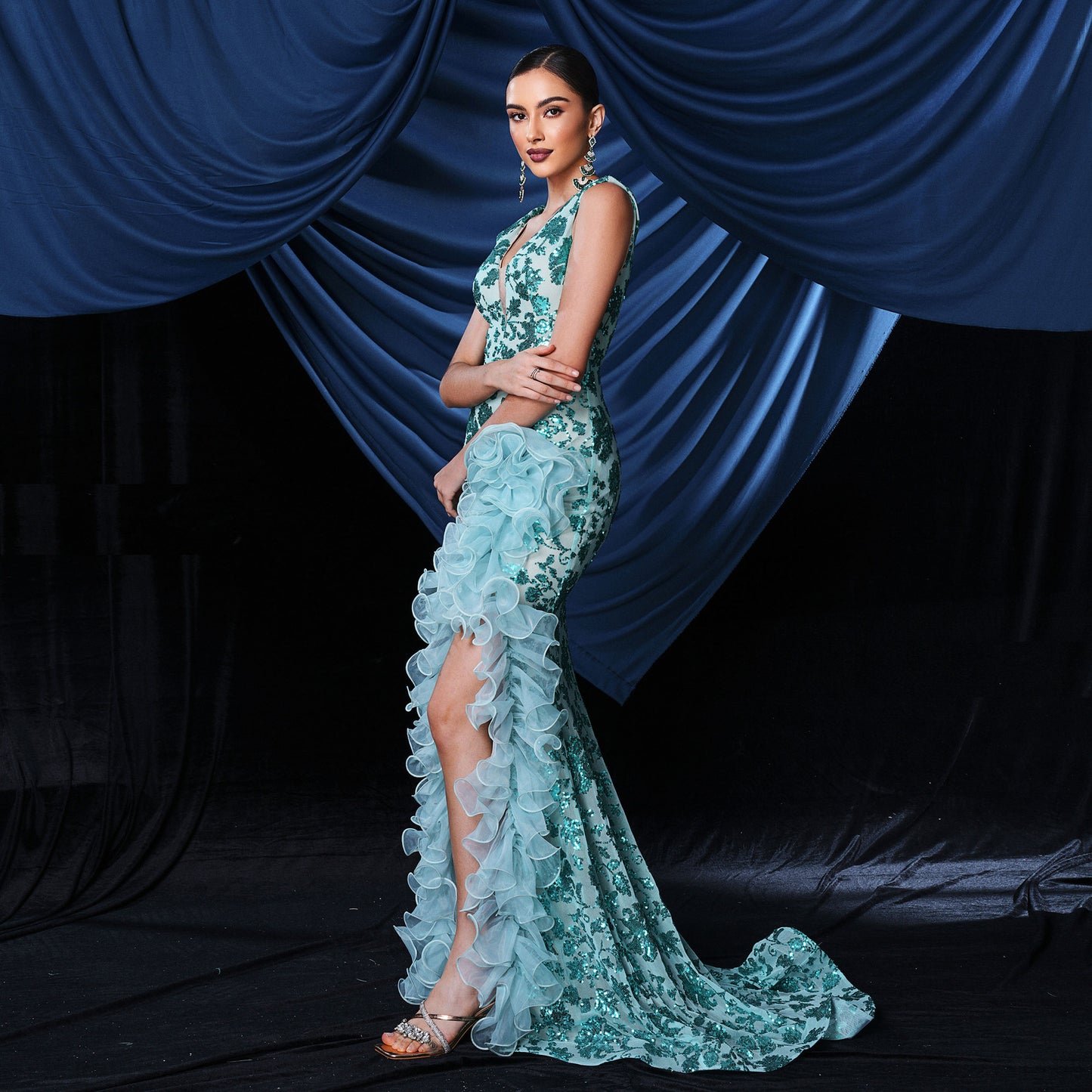 Women's Sexy Long Sequined Sleeveless Party Dress Dresses