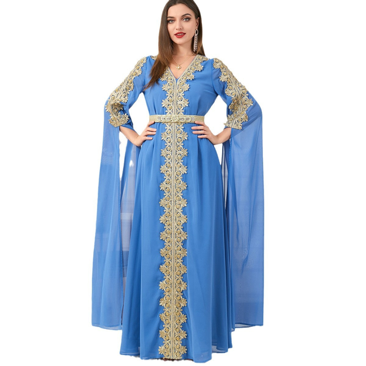 Women's Patchwork Super Long Sleeve Autumn Formal Dresses