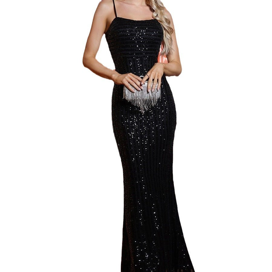 Dress Elegant Slim Strap Backless Fishtail Dresses