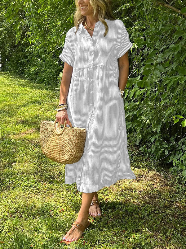 Women's Sleeve Shirt Summer Casual Cotton Linen Skirts