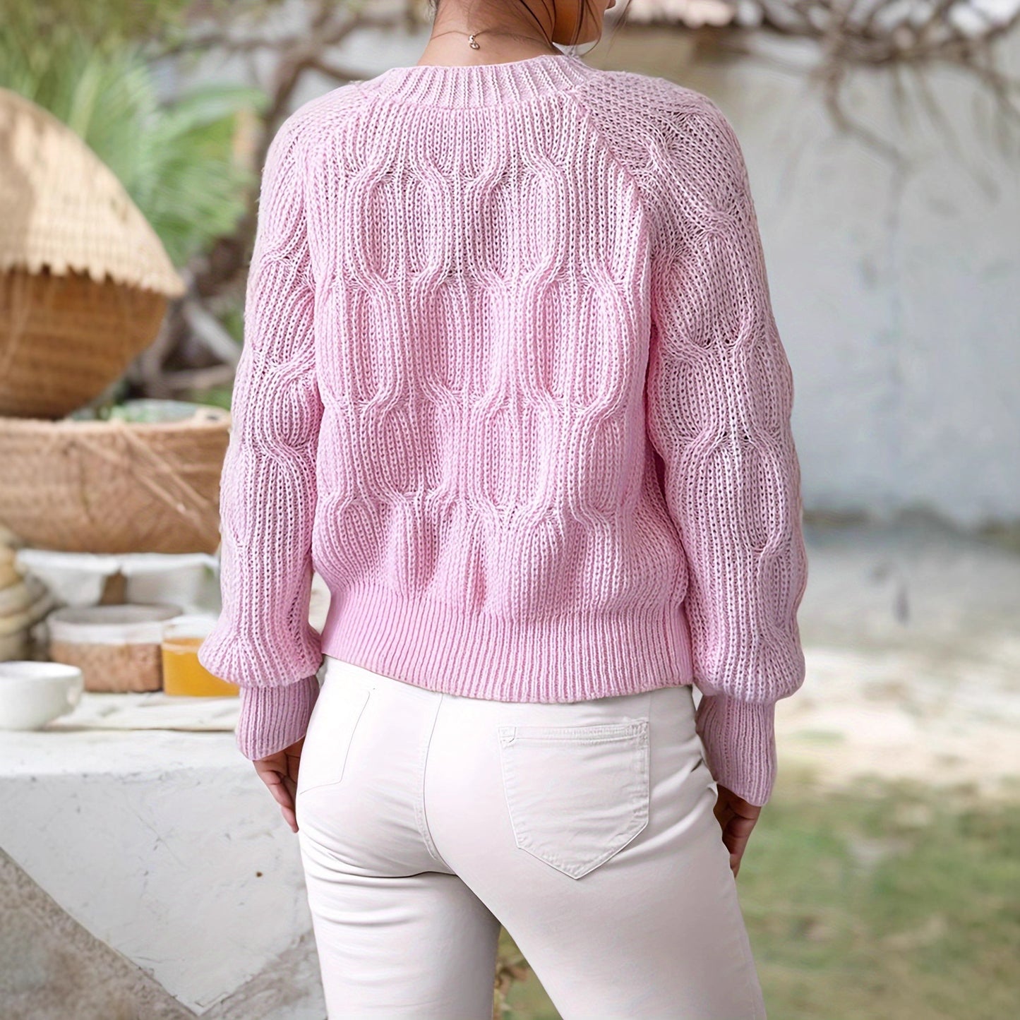 Loose Solid Color Long-sleeved Bowknot Knitted Sweaters