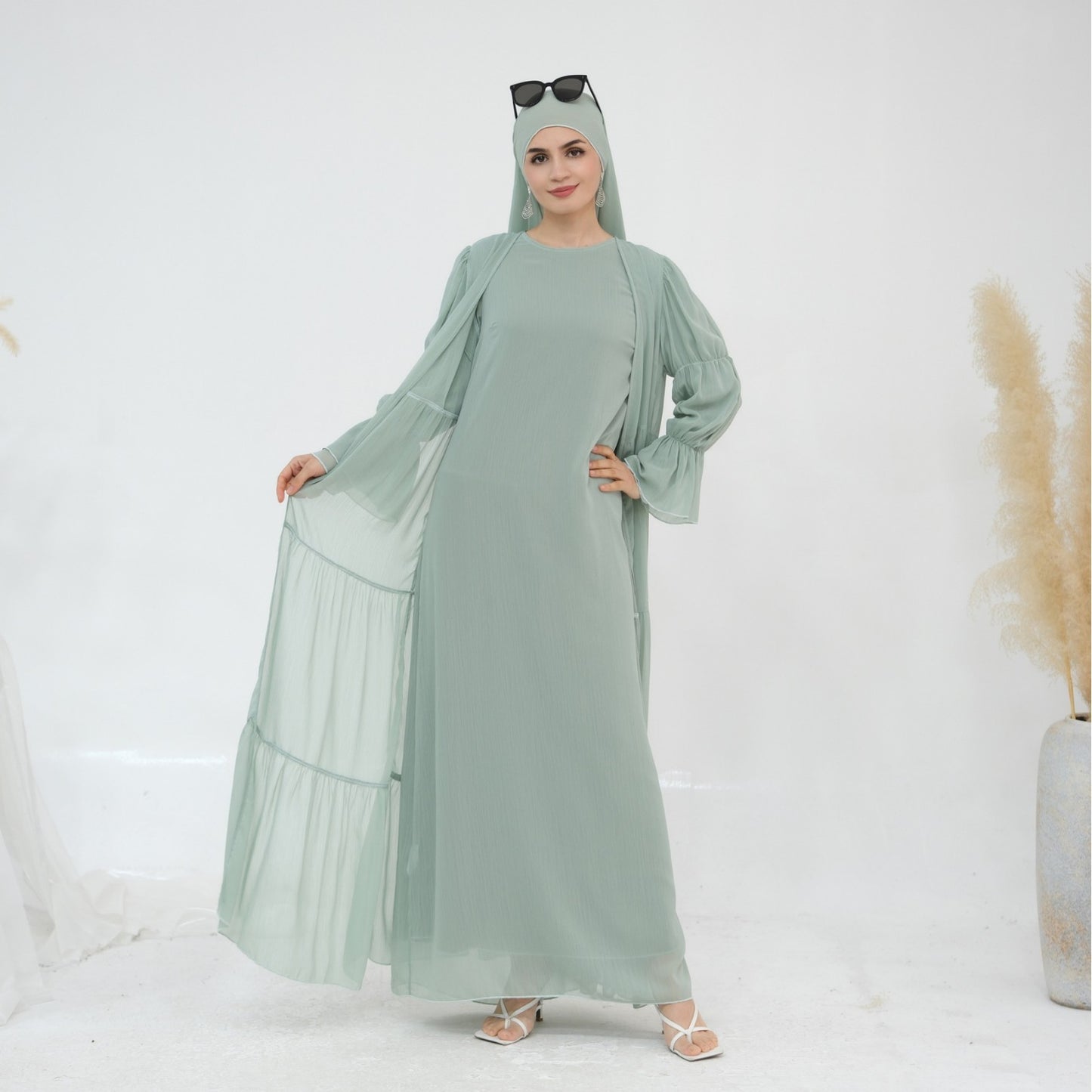 Turkey Encounter Elegant Chiffon Wrinkle Two-piece Dresses
