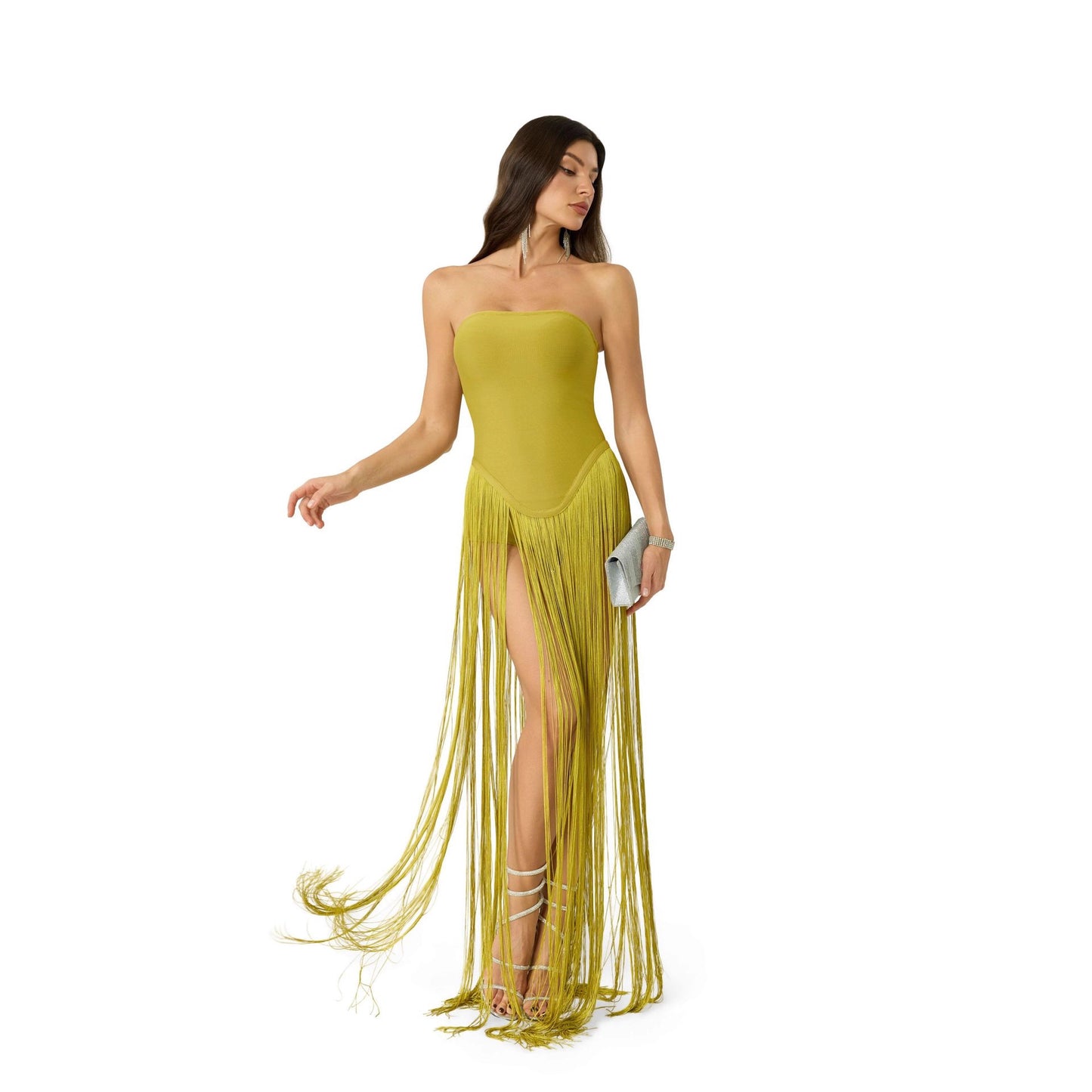 Women's Dignified Sense Of Design Tassel Stitching Tube One-piece Summer Tops