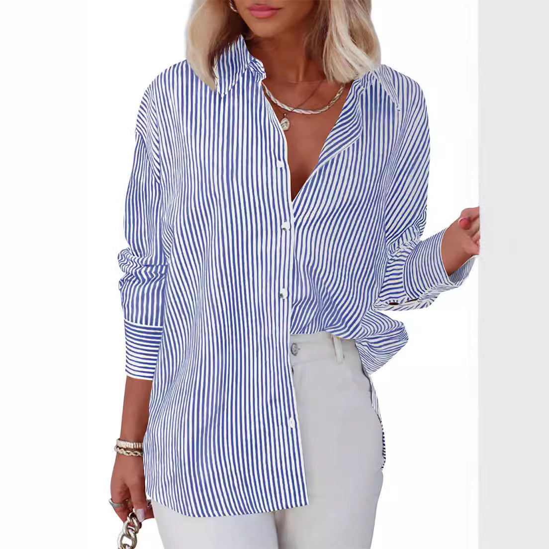 Women's Button Shirt Classic Long Sleeve Fashion Collar Blouses