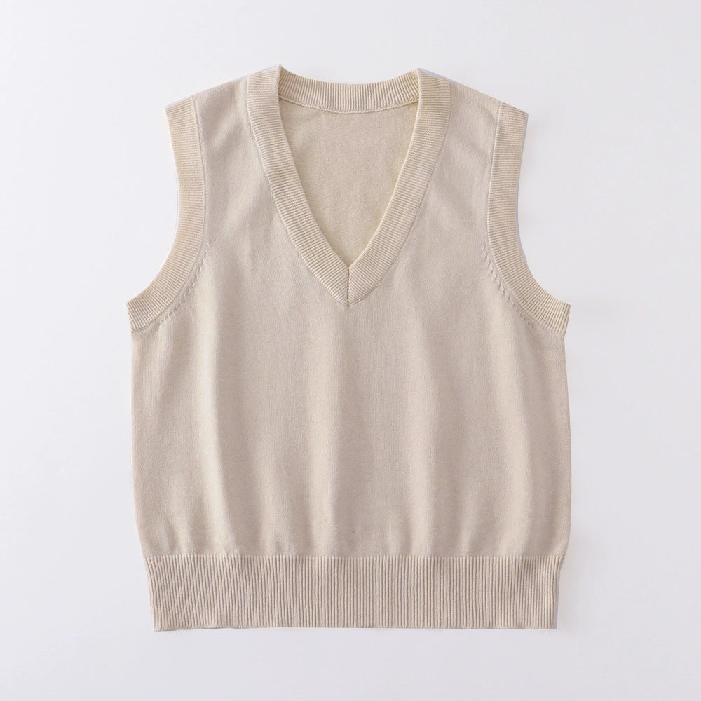 Basic Style Pullover Sleeveless Thin Solid Color Women's Sweater