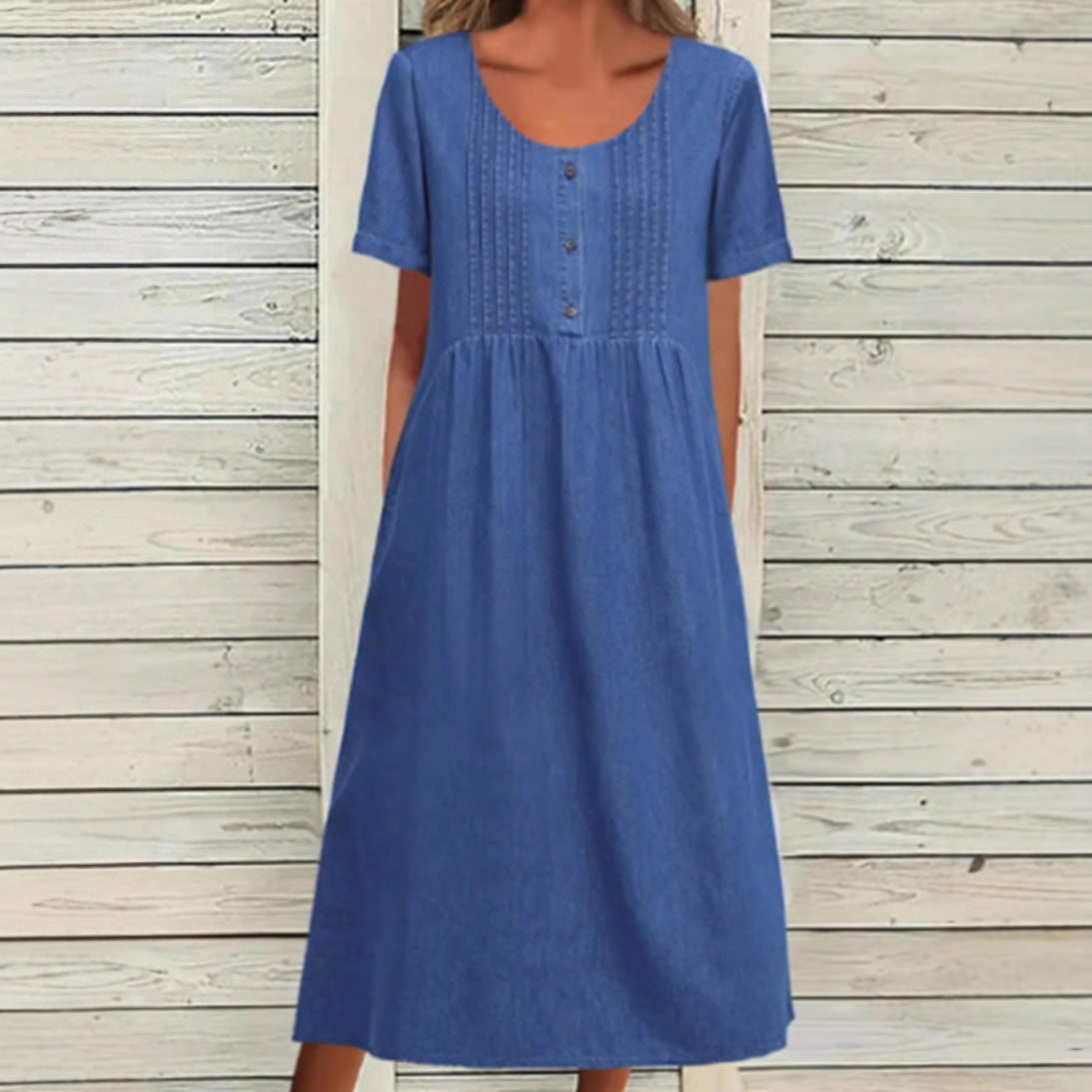 Women's Summer Fashion Mid-length Elegant Denim Sleeve Dress
