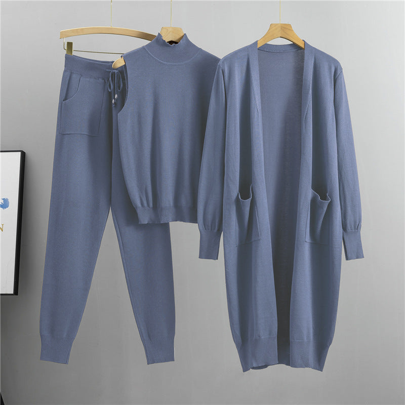 Durable Women's Fashionable Graceful Knitted Three-piece Pants