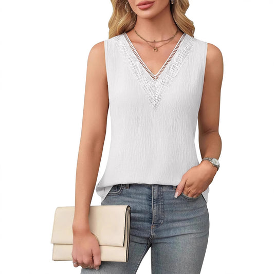 Collar Sleeveless Simple Summer Solid Color Tops