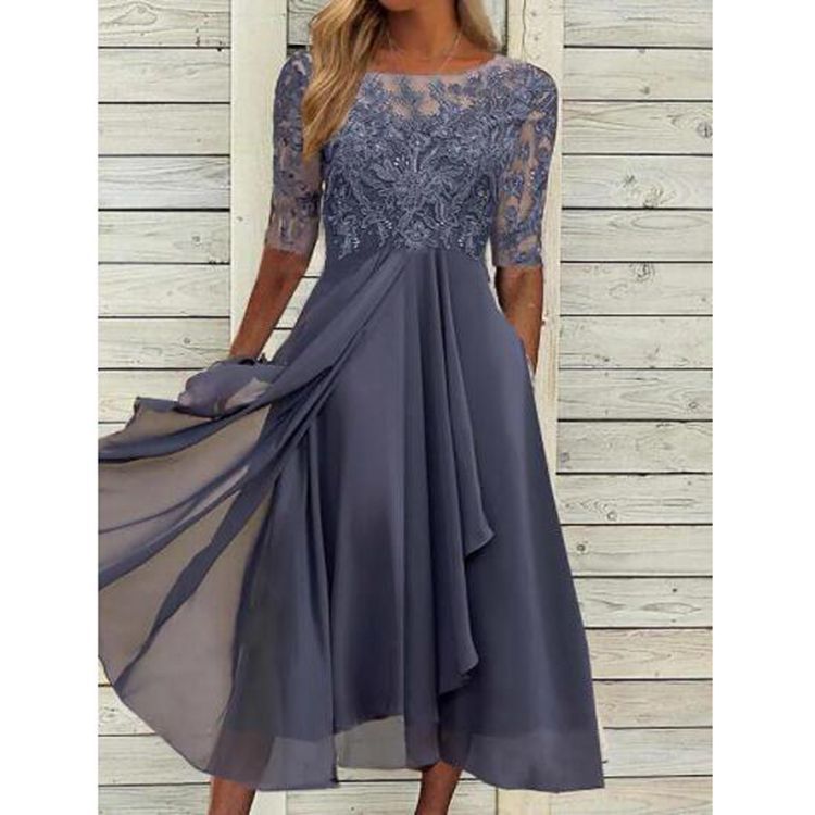 Women's Chiffon Stitching Lace Long Bridesmaid Clothing