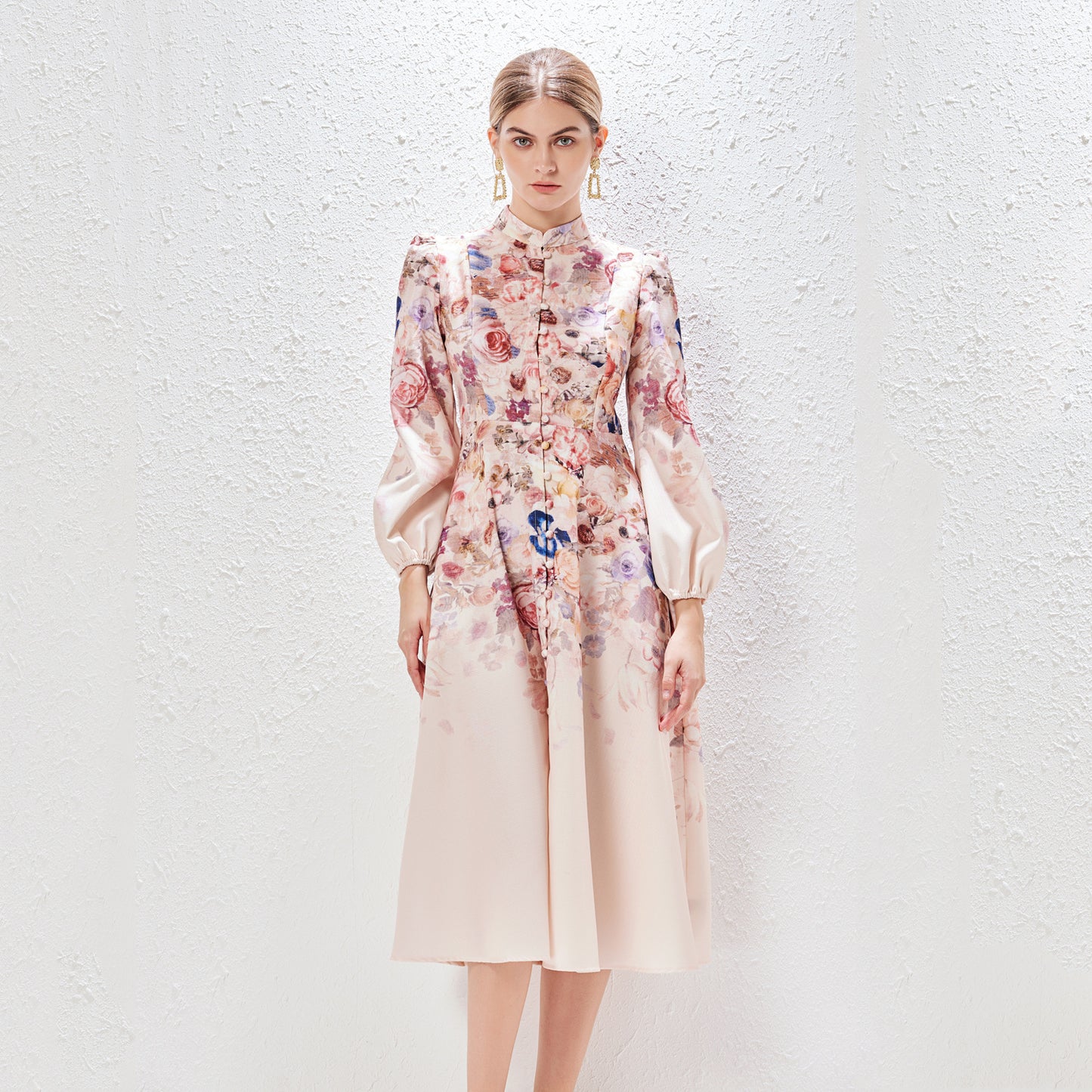 Women's Collar Single-breasted Positioning Printed Dress Pocket Temperament Dresses