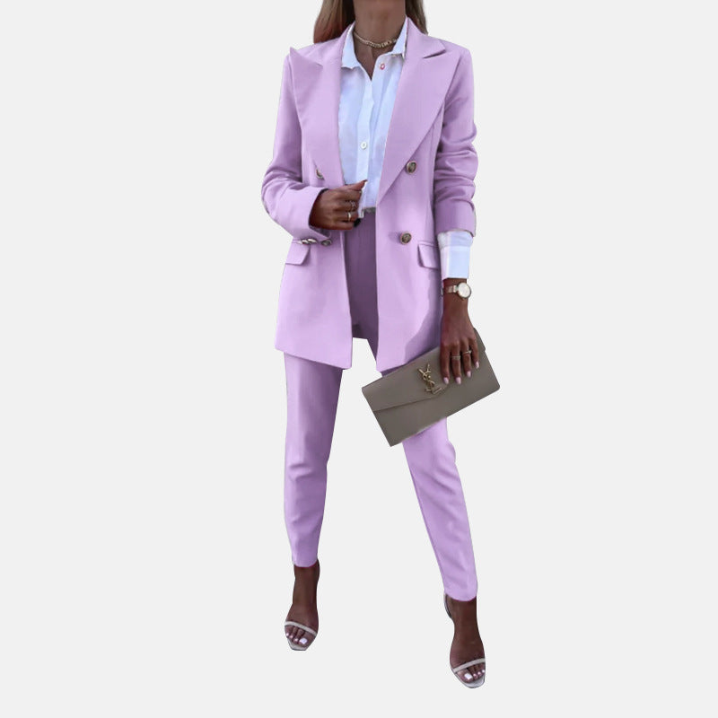 Women's Solid Color Temperament Two-piece Set Fashion Suits