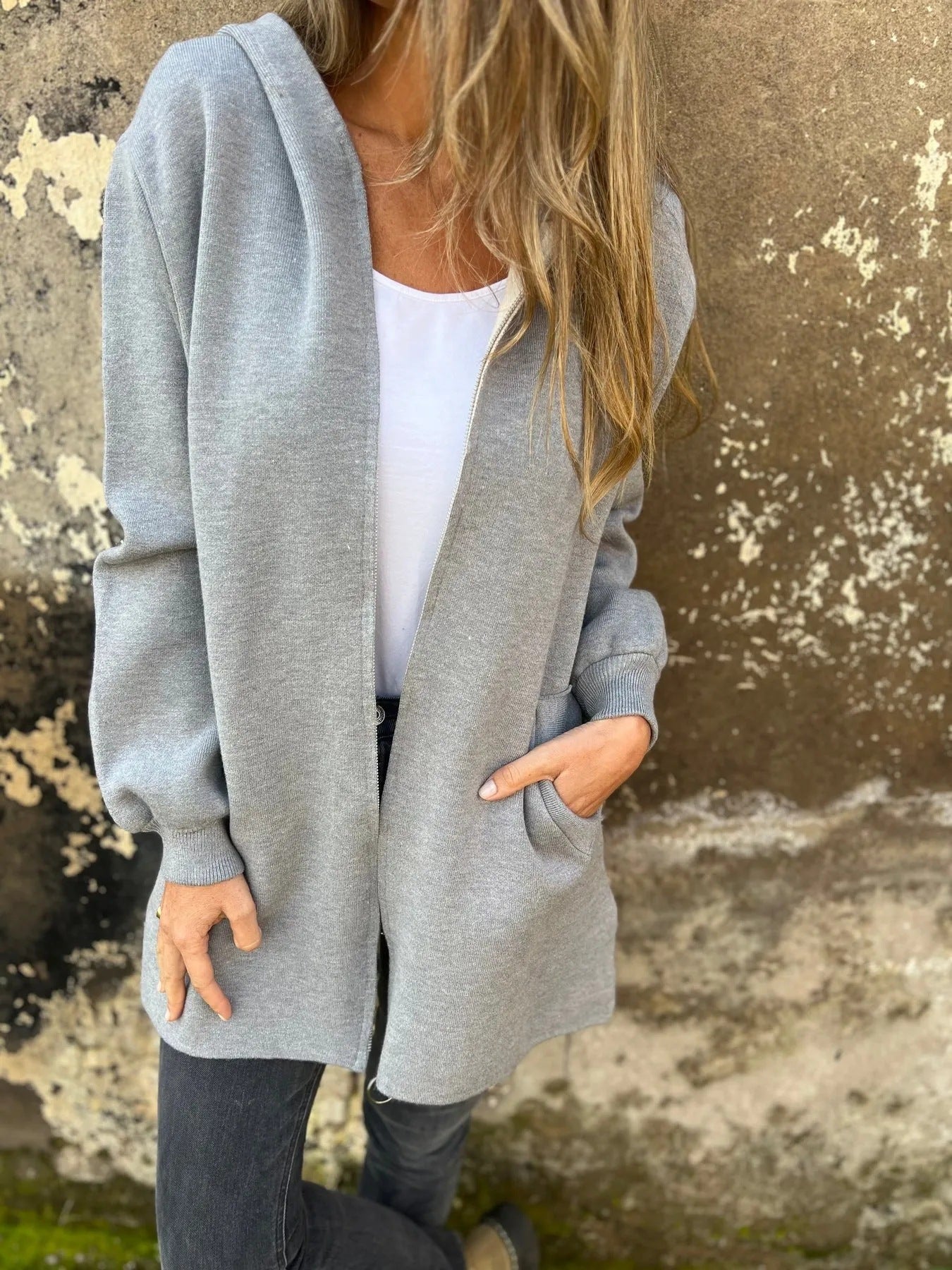 Women's Solid Color Casual Single-breasted Hooded Coats