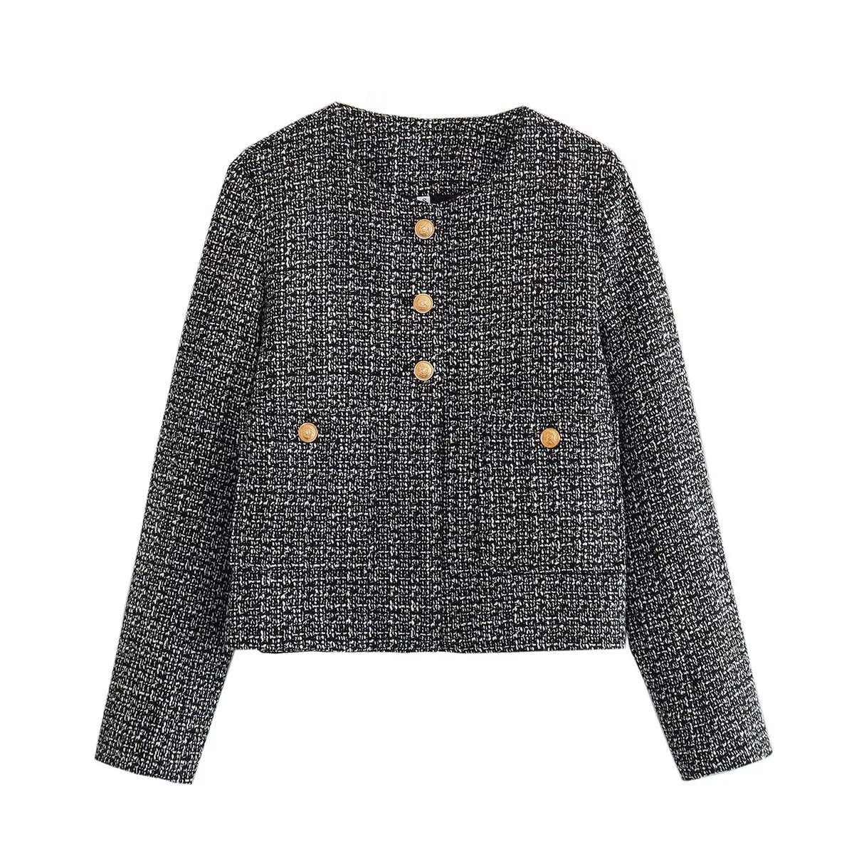 Women's Autumn Round Neck Assorted Colors Button Coats