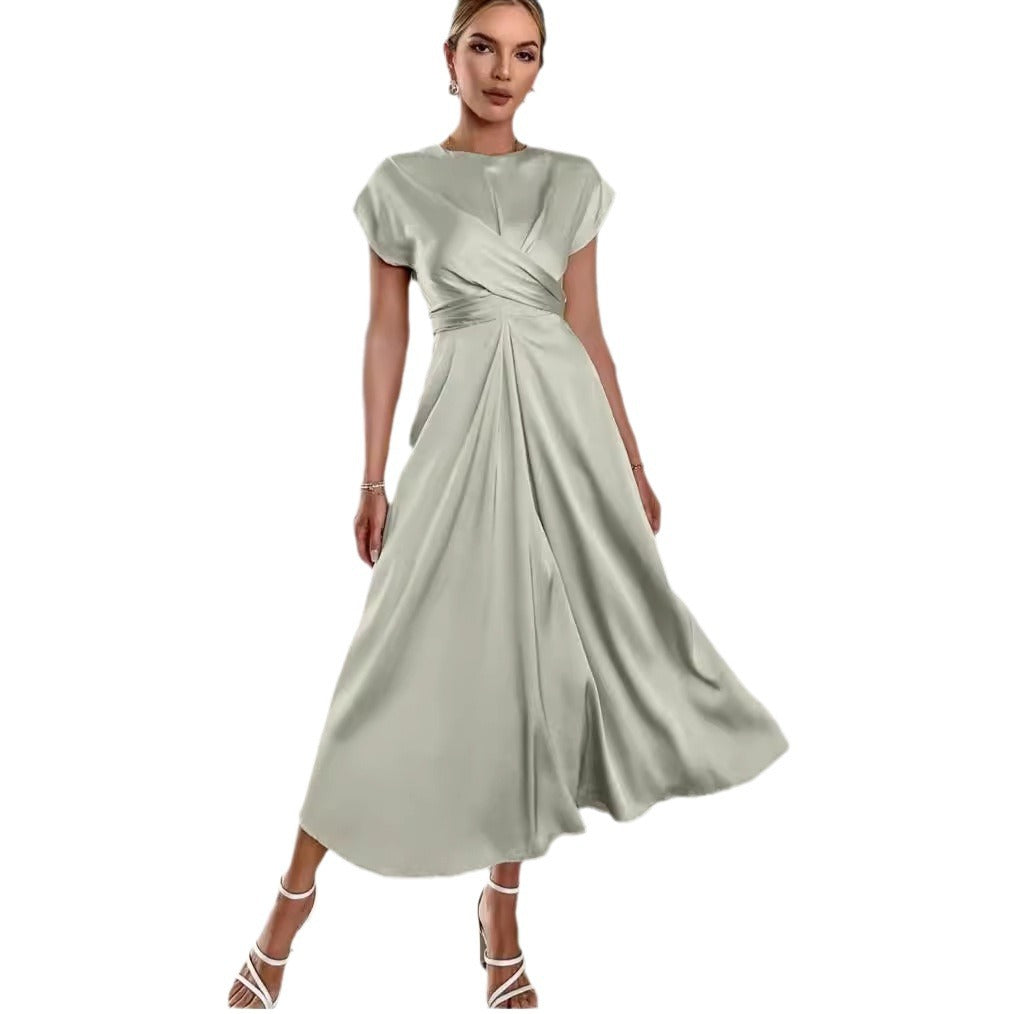 Women's High-grade Satin One-piece Sleeve Dress Elegant Dresses