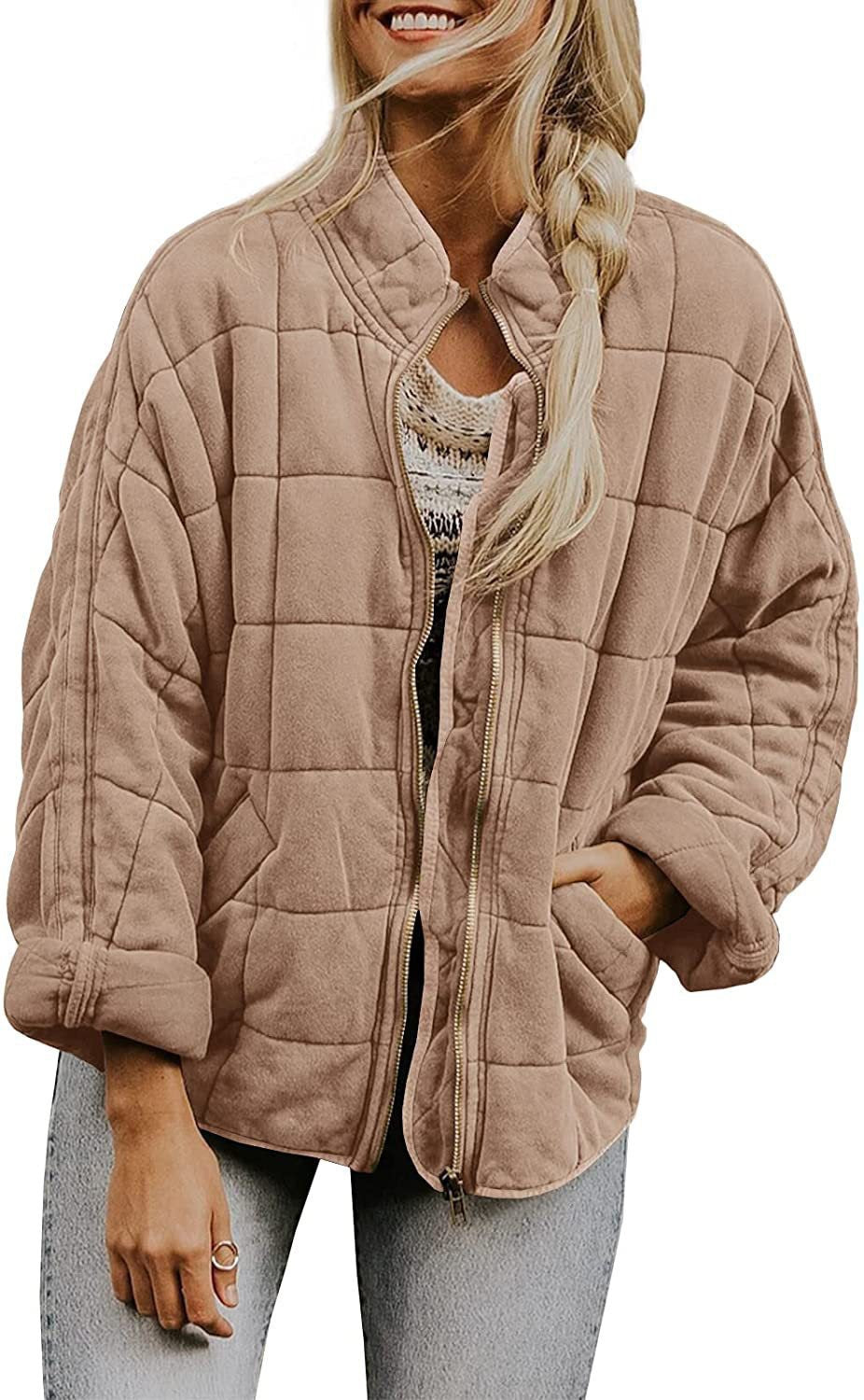 Women's Solid Color Stand Collar Loose Long Coats
