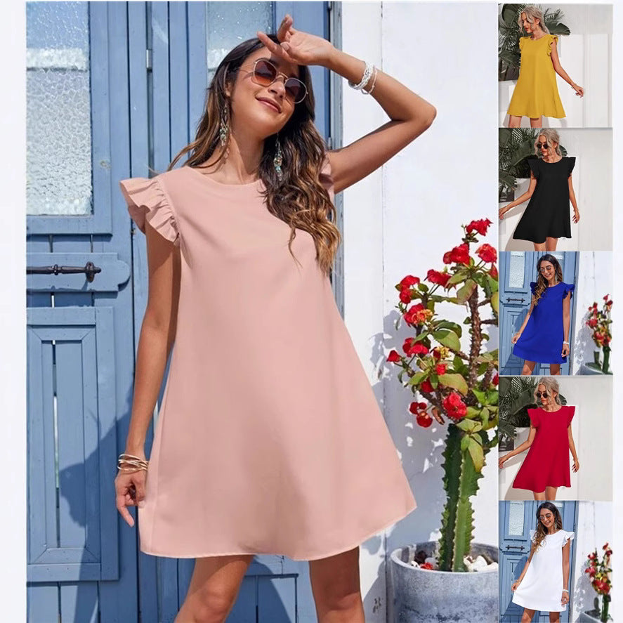 Women's Summer Fresh Sweet Slimming Solid Color Dress