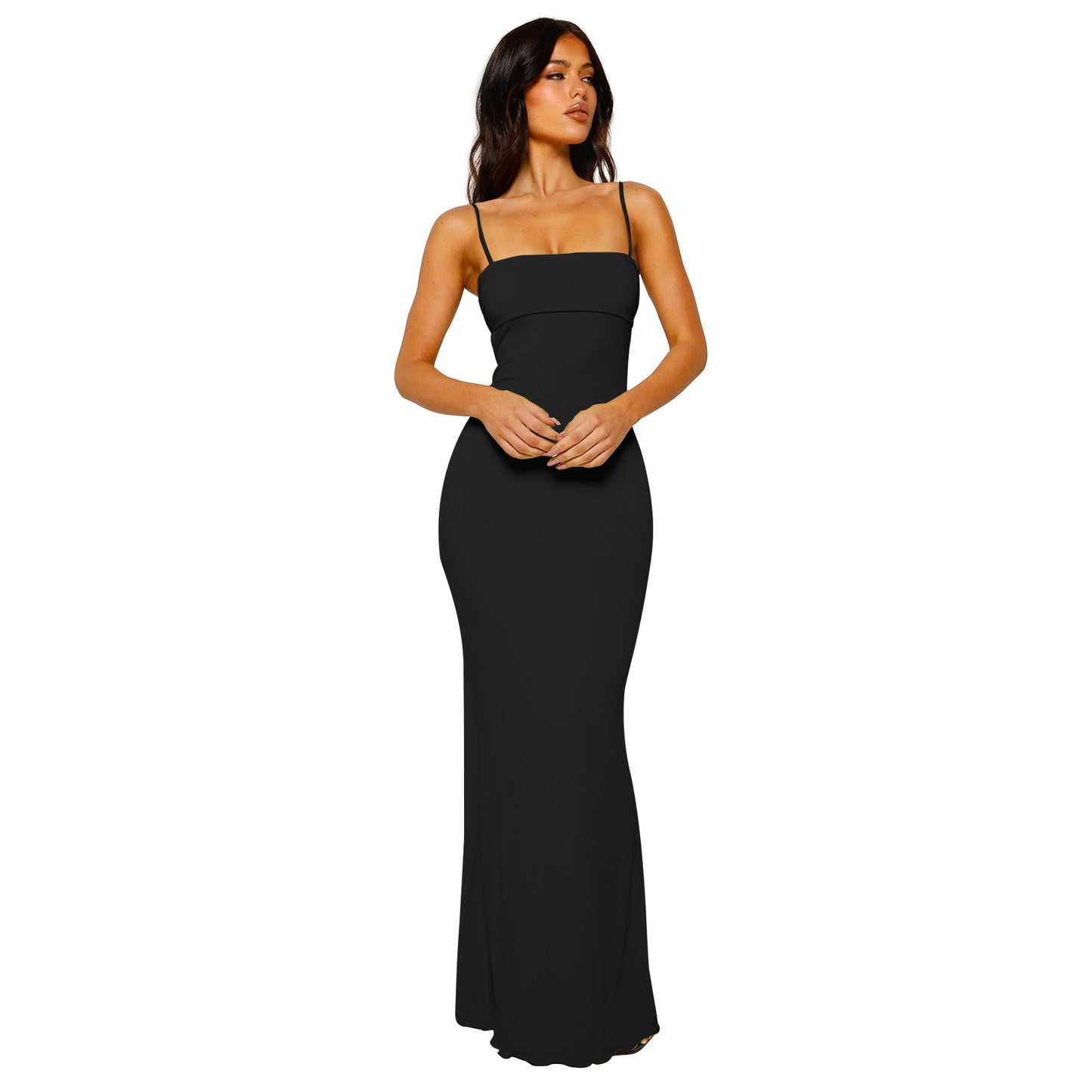 Women's Sexy Slim Fit Backless Strap Solid Color Dress