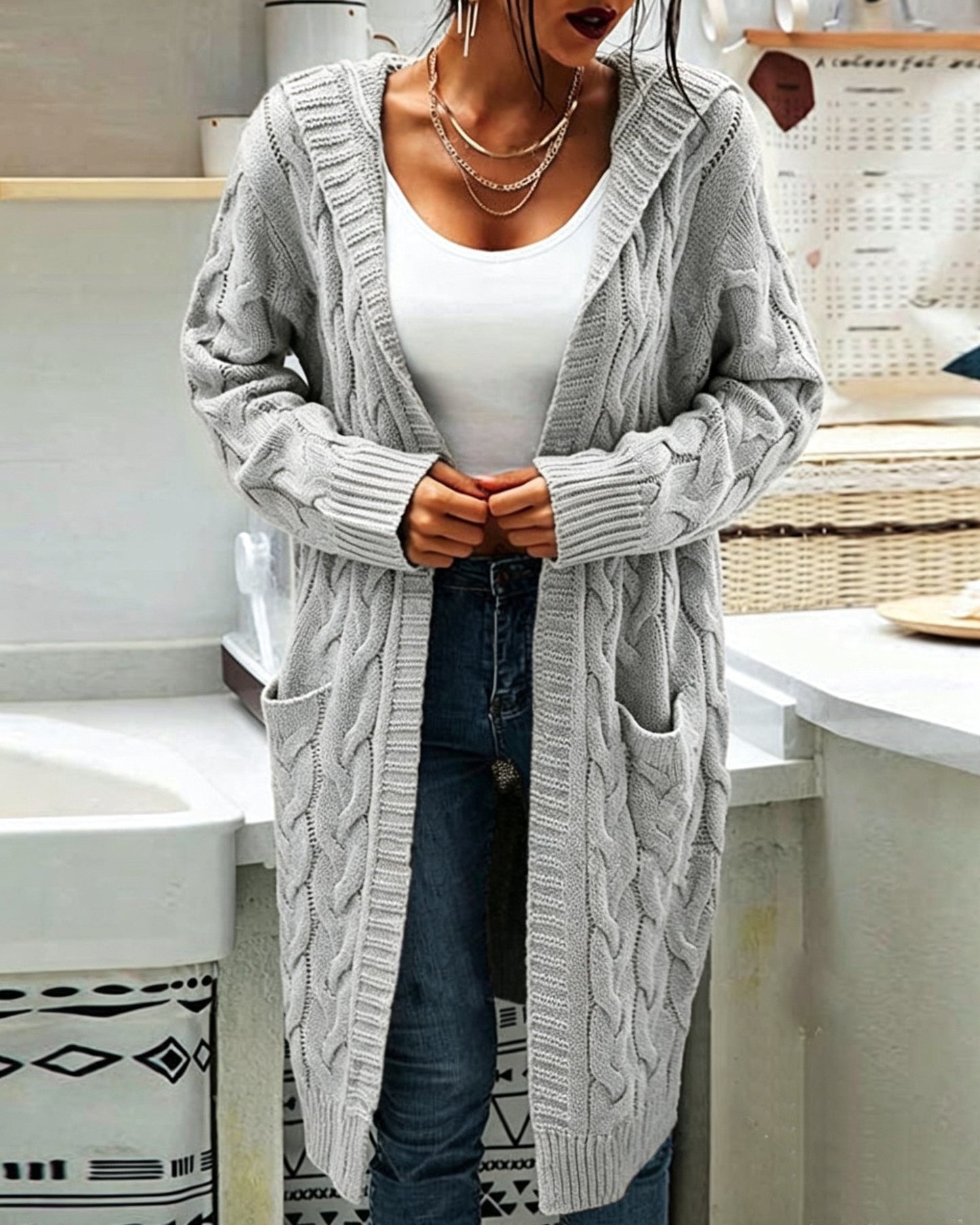 Durable Popular Women's Hooded Twist Pocket Women's Sweater