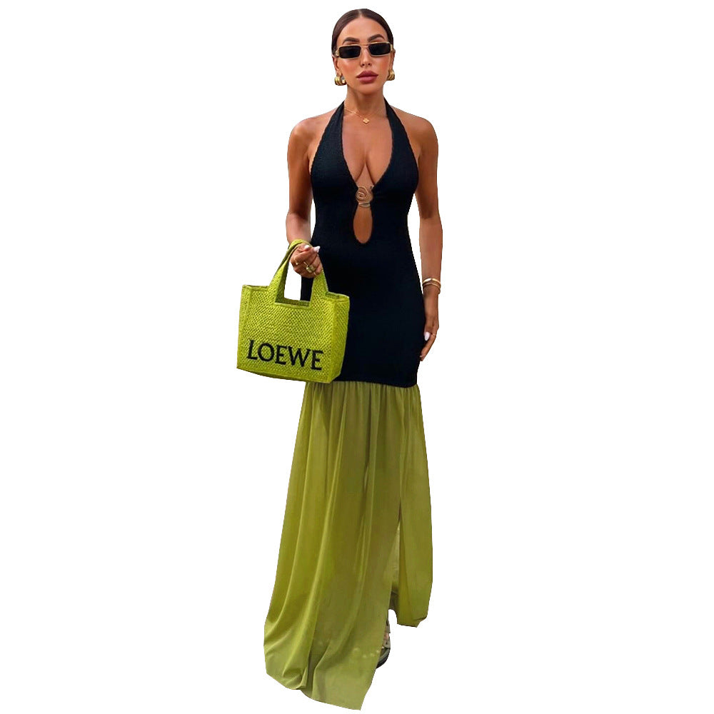 Women's Autumn Backless Sleeveless Cutout Dress Dresses
