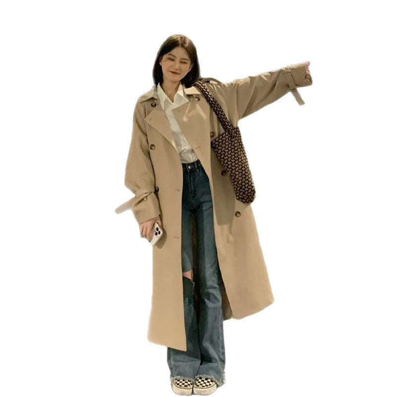 Women's Windbreaker Korean Small Mid-length Elegant British Coats