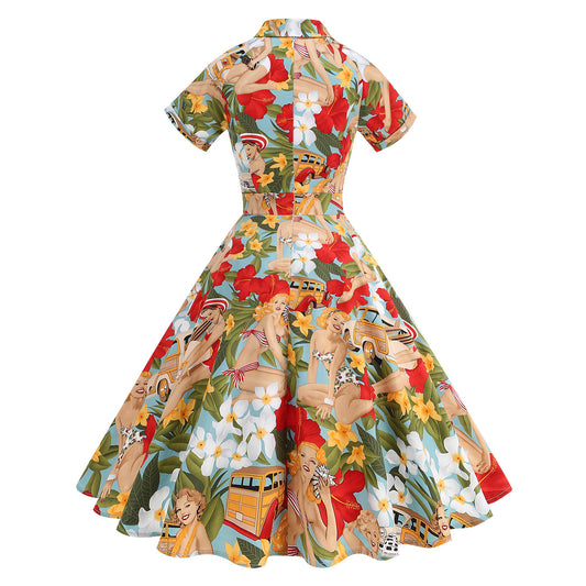 High Waist Polka-dot V Dress Performance Dresses