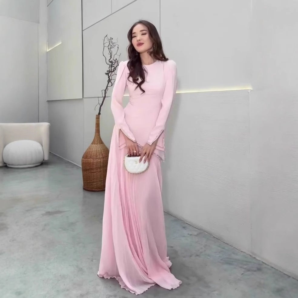 Autumn Simple Elegant Soft Long Sleeve Dresses