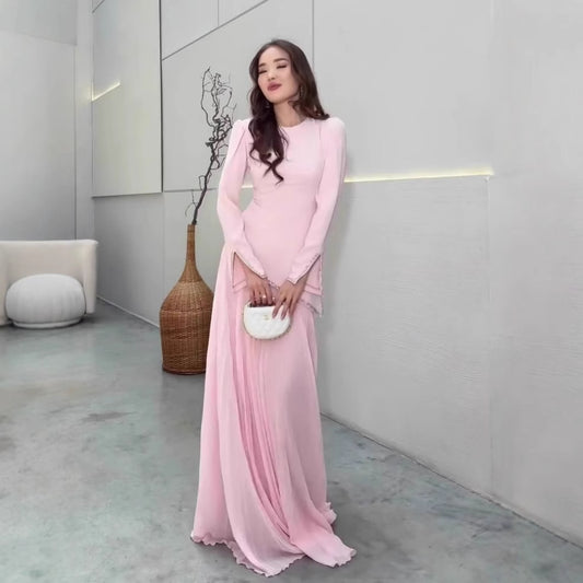 Autumn Simple Elegant Soft Long Sleeve Dresses