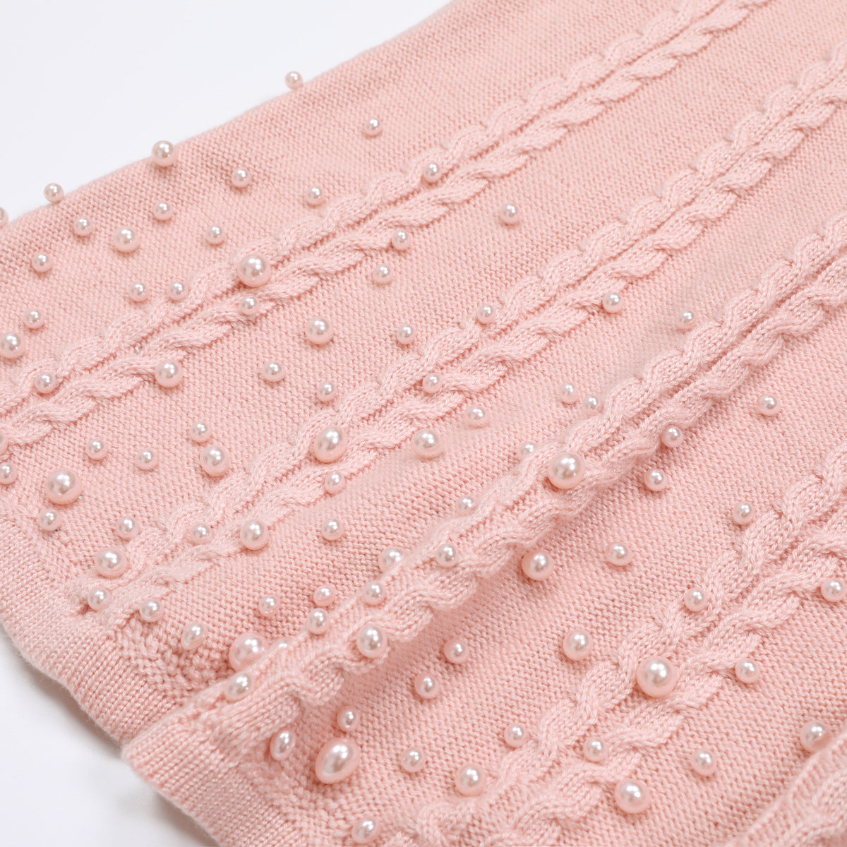 Fashion Wool Round Neck Nail Pearl Dresses