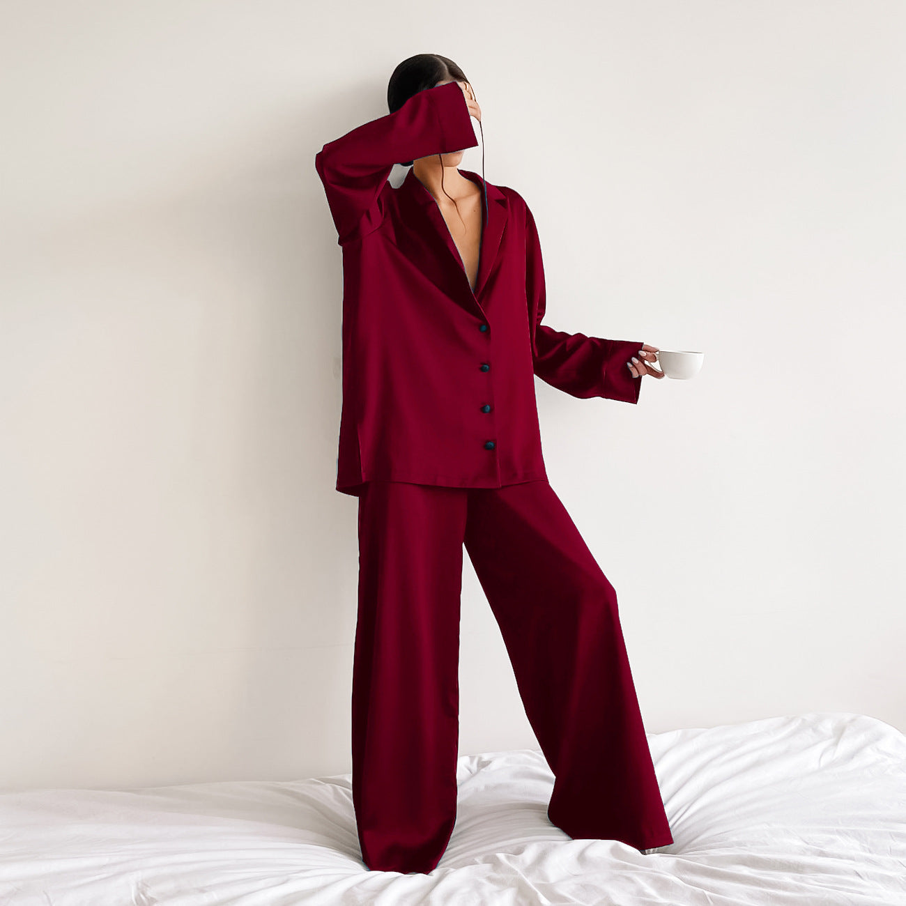 Women's Silk Comfort Breathable Two-piece Set French Suits
