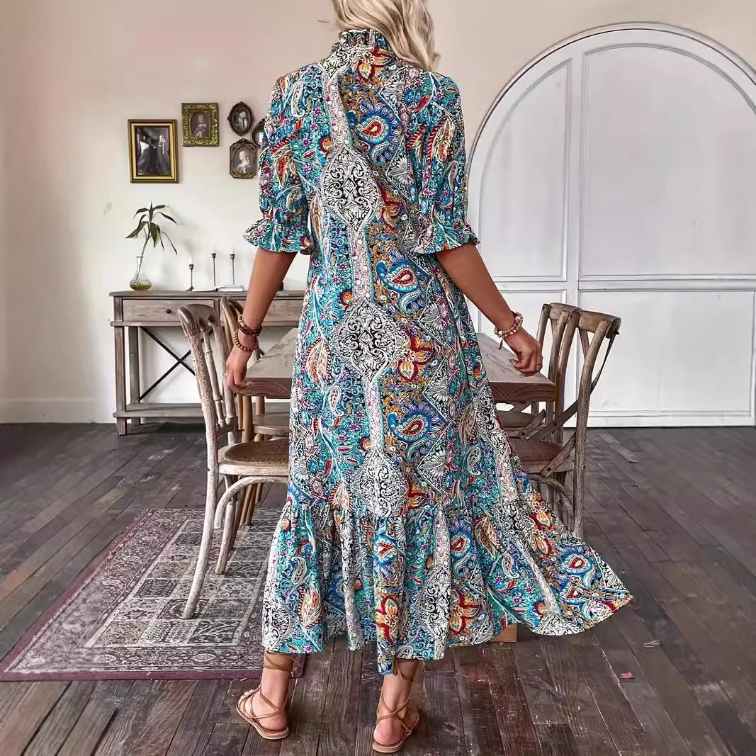 Charming Versatile Women's Autumn Printed Ruffled Clothing