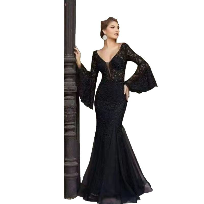 Women's Sexy Slim Lace Fishtail Long Party Dresses