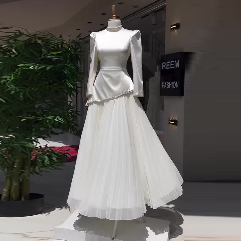 Women's Autumn Elegant Long-sleeved Diamond Dress Two-piece Suits
