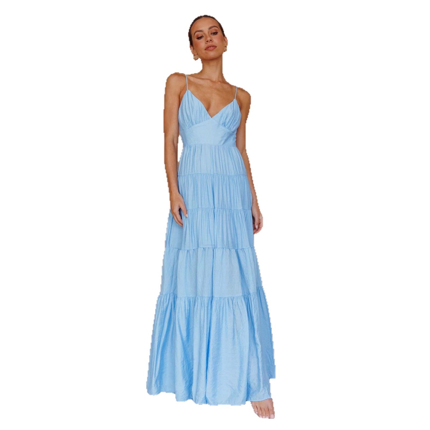Women's Holiday Beach High Waist Pure Color Dresses