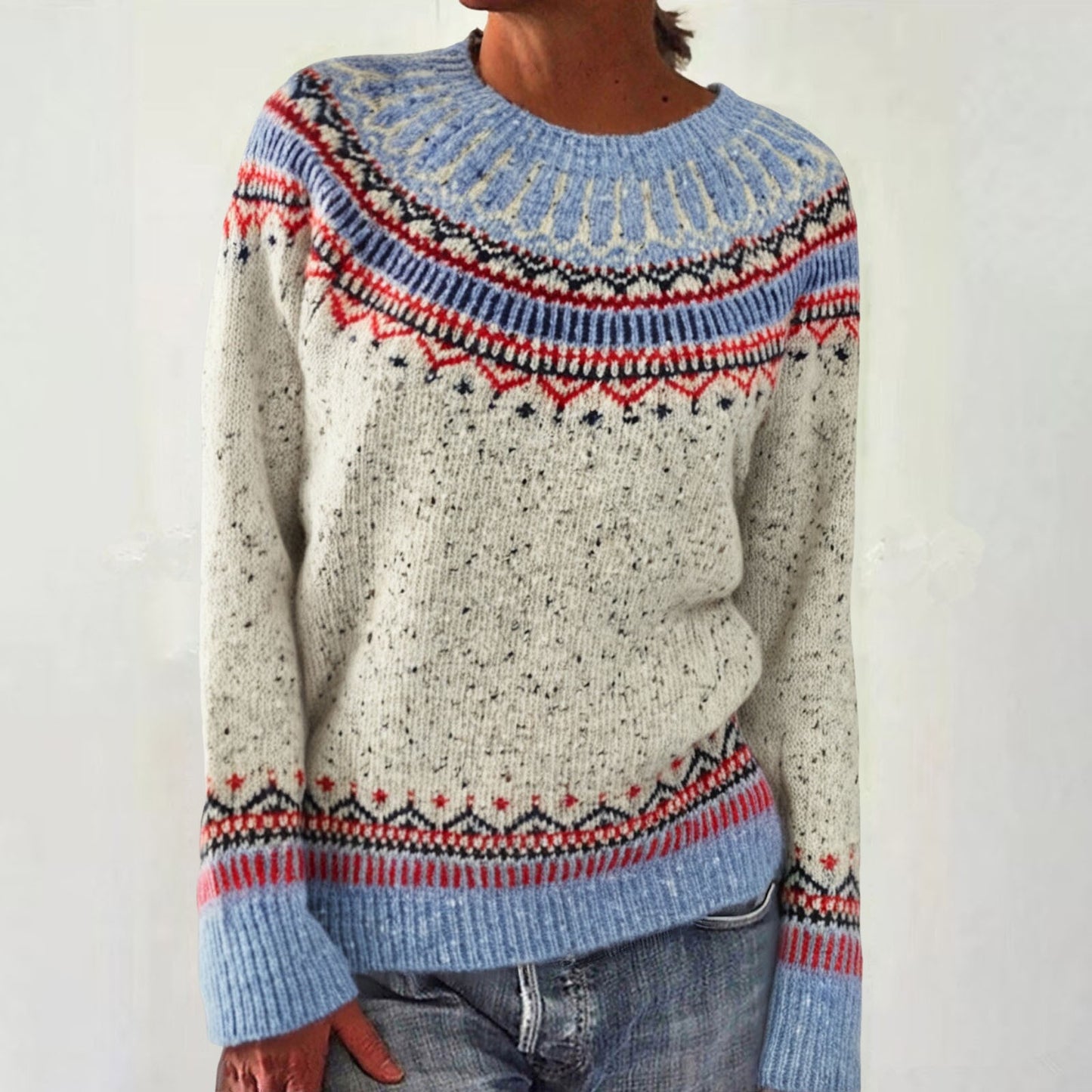 Women's Round Neck Multicolor Loose Fashion Pullover Sweater