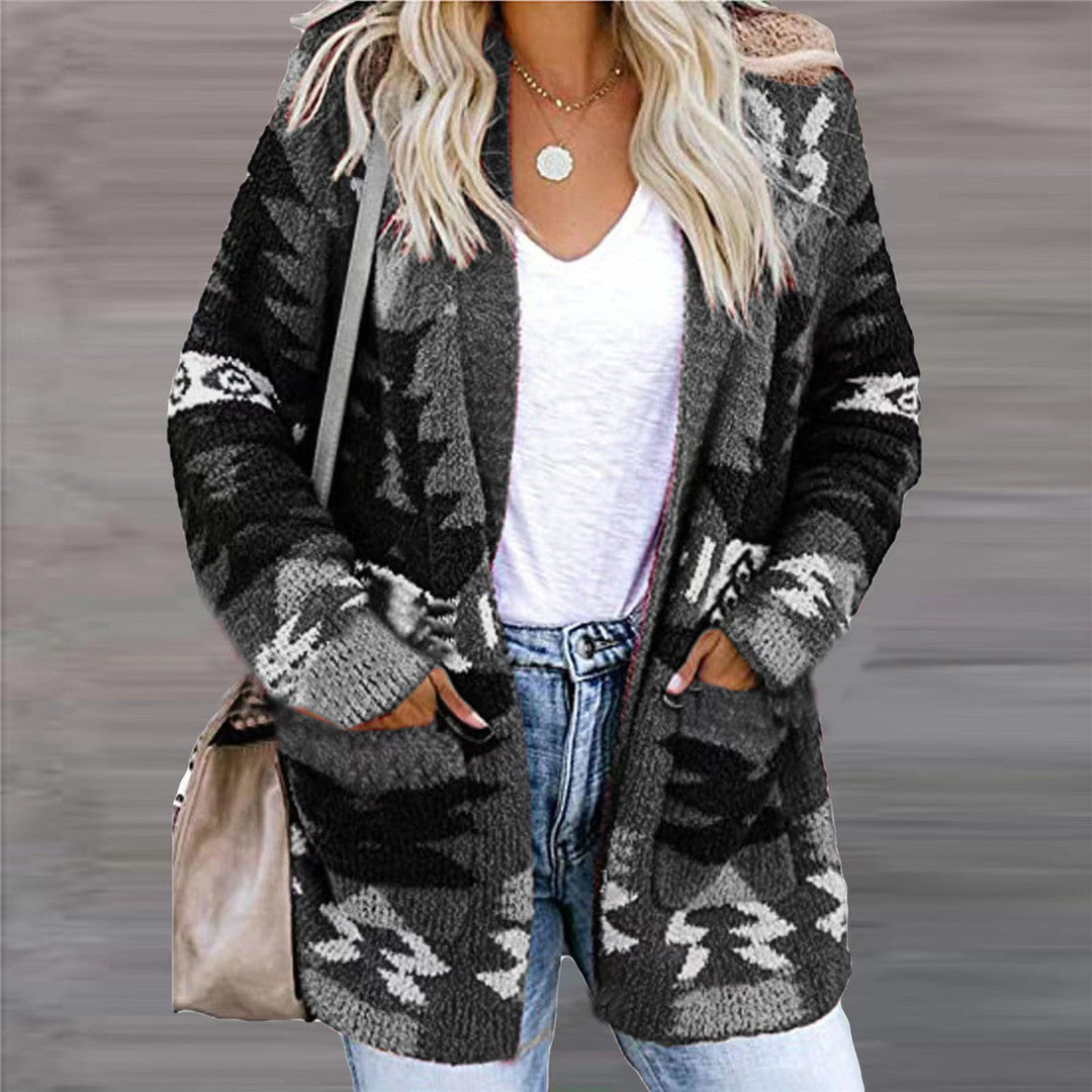 Women's Loose Halloween Christmas Style Printed Knitted Long Women's Sweater