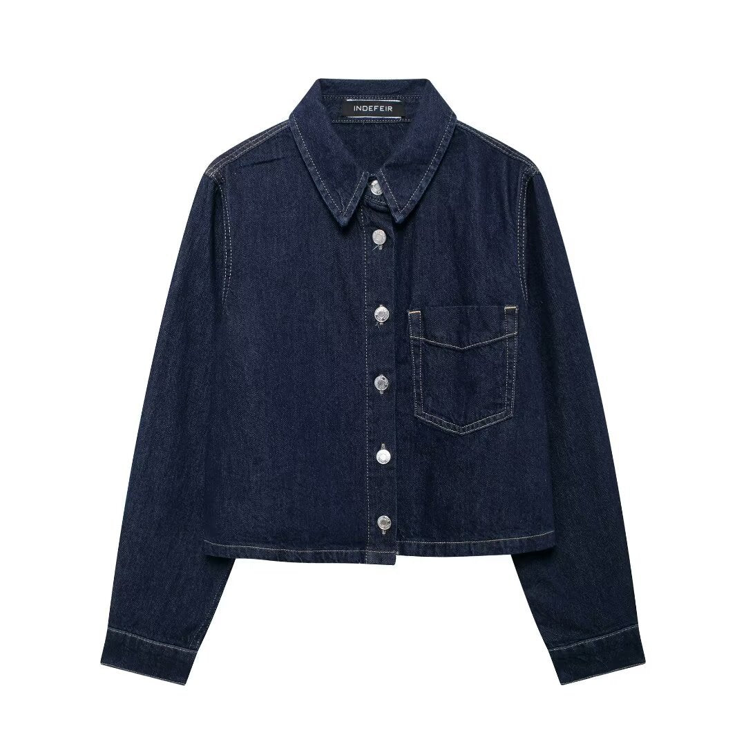 Women's Elegant Trendy Denim Shirt Jogging Suits