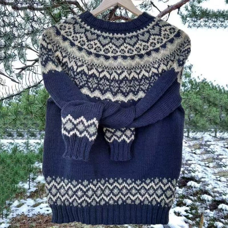 Women's Round Neck Multicolor Loose Fashion Pullover Sweater