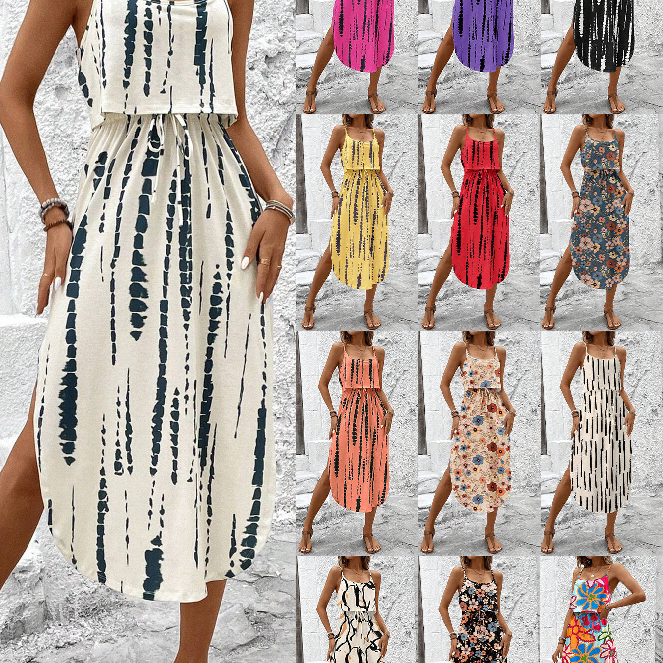 New Attractive Versatile Graceful Printing Slip Dress