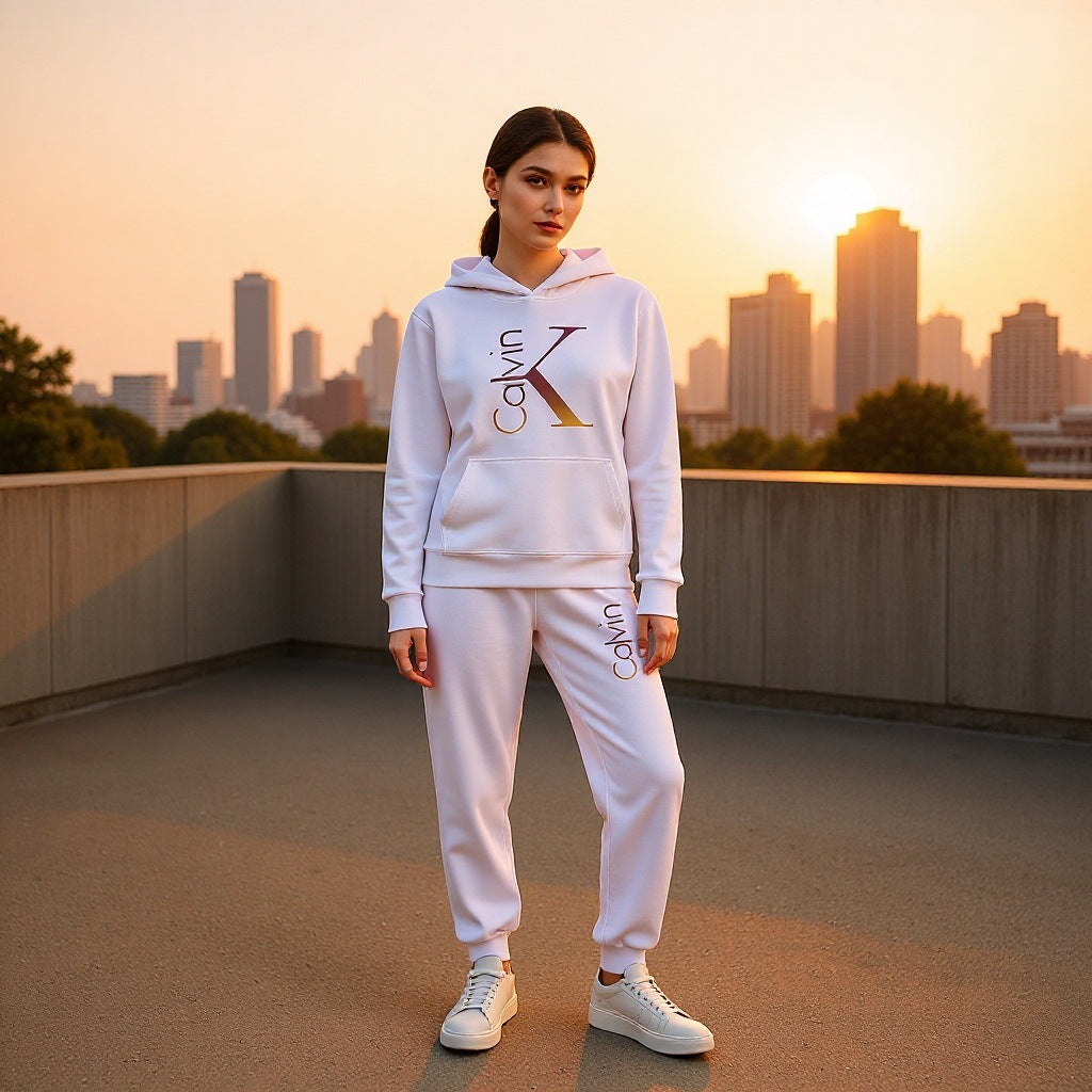 Hooded Sweatshirt Sports Two-piece Set Gradient Letter Suits