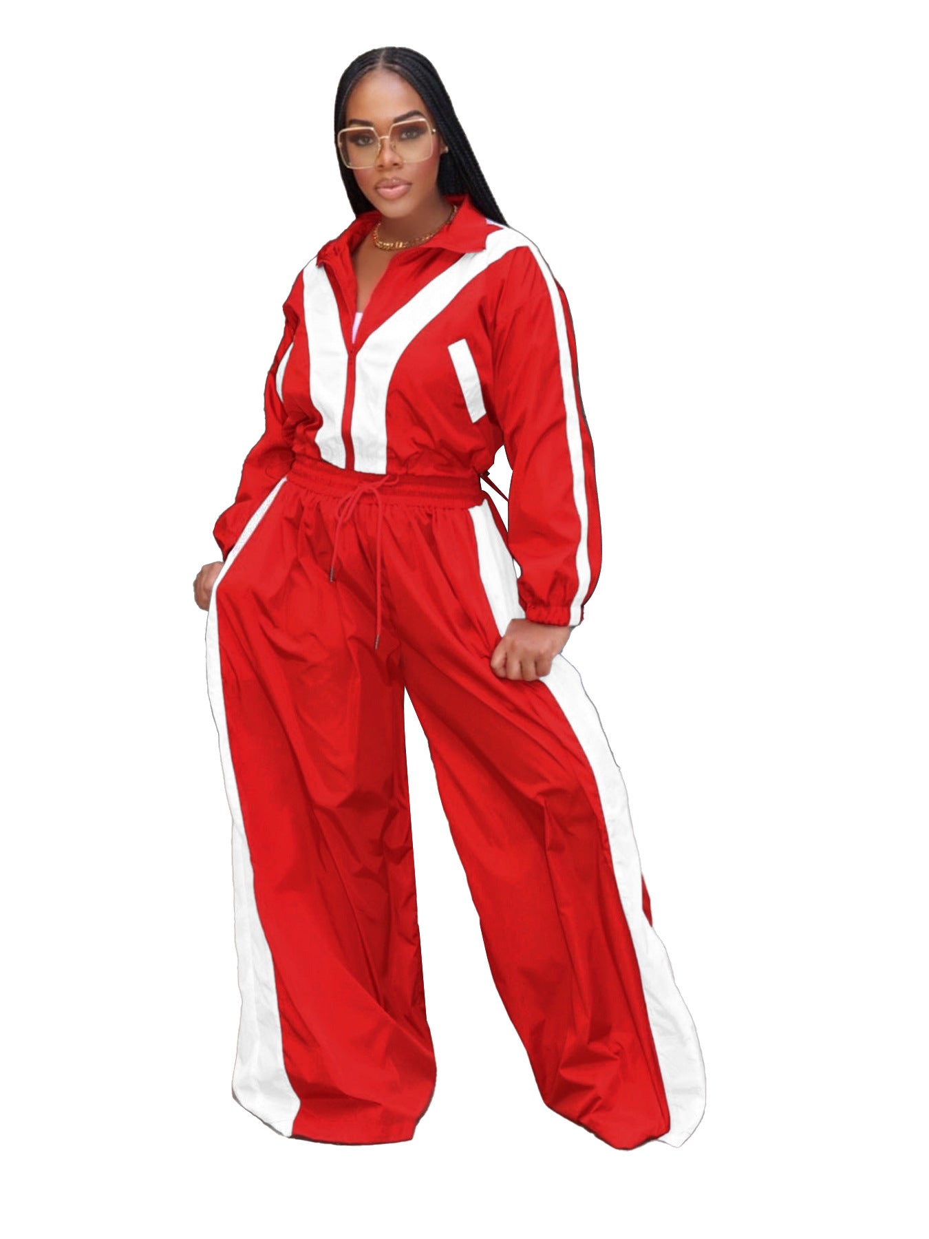 Women's Waist Stitching Contrast Color Oversized Super Fat Suits