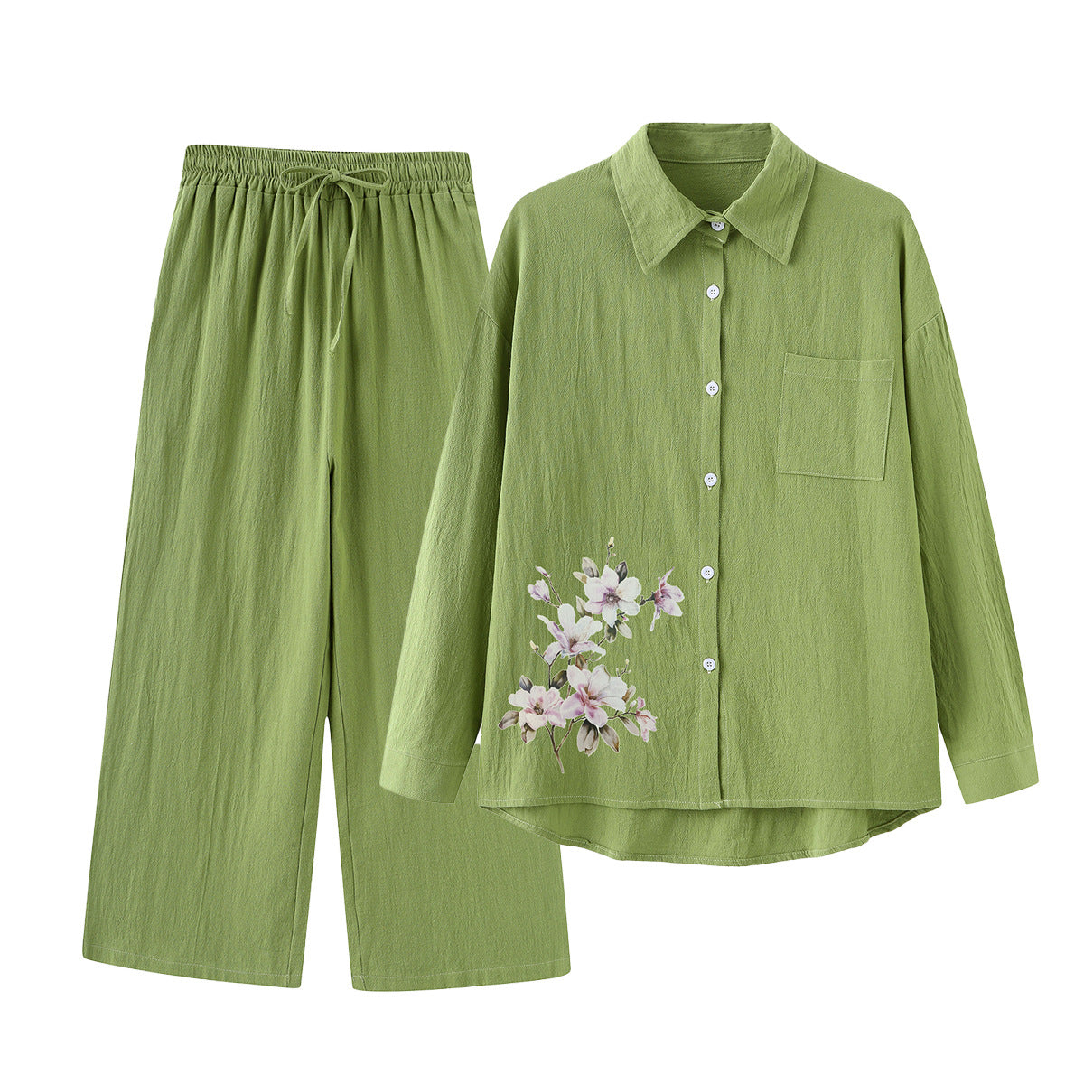 Women's 2 Piece Set Cotton Linen Shirt Pants
