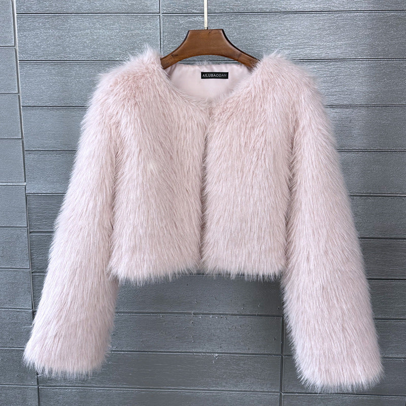 Women's Imitation Tuscan Fur Korean Style Solid Coats