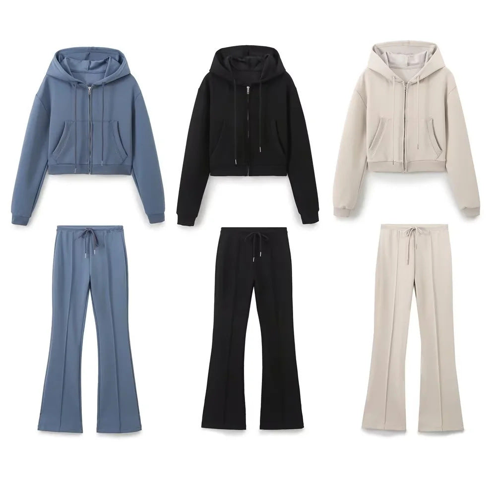 Women's American Sports Style Stitching Decorative Elastic Waist Pants