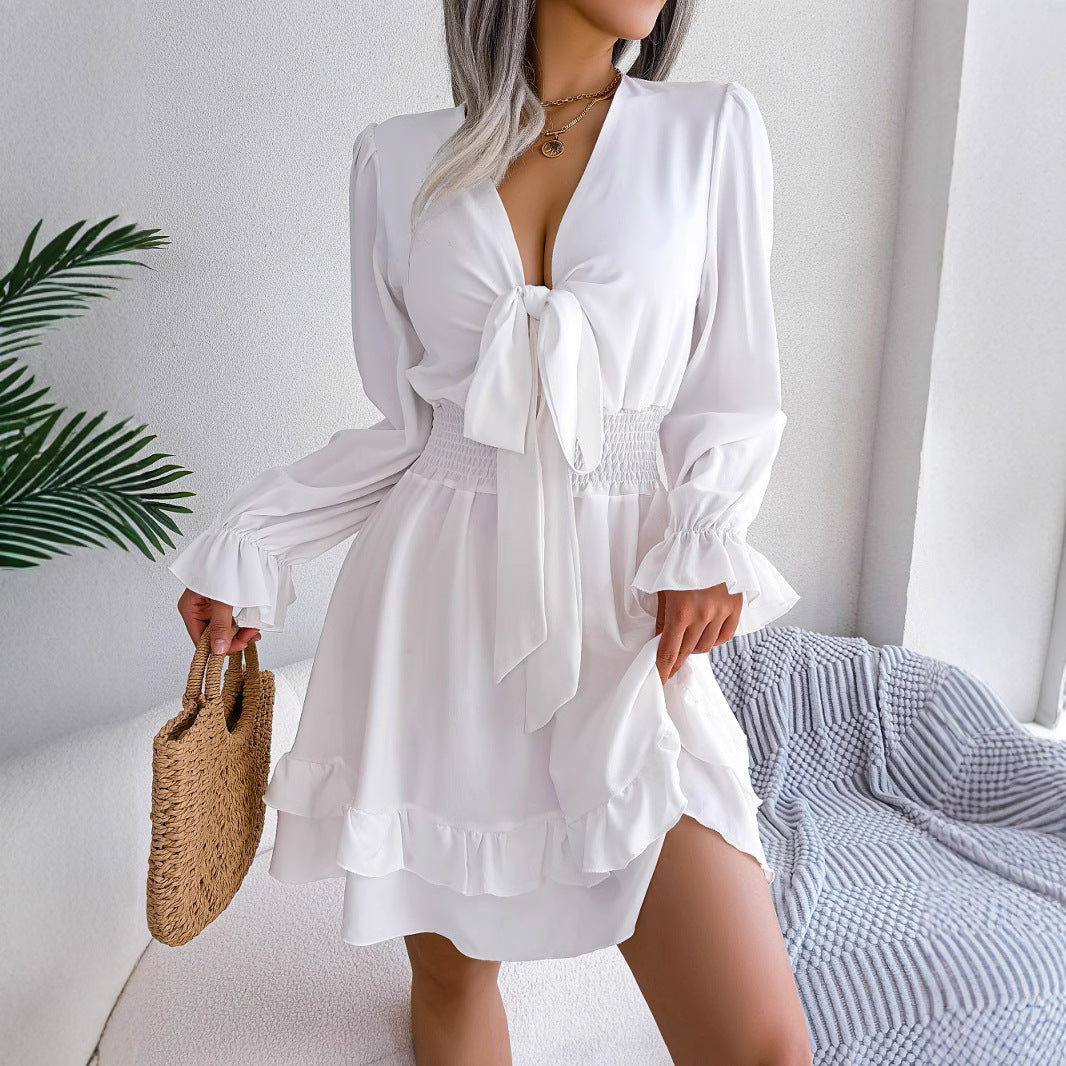 Women's Casual Lace Up Wooden Ear Swing Clothing