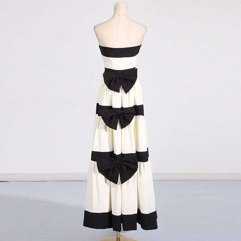 Women's Elegant Long Dress Spring Tube Contrast Dresses
