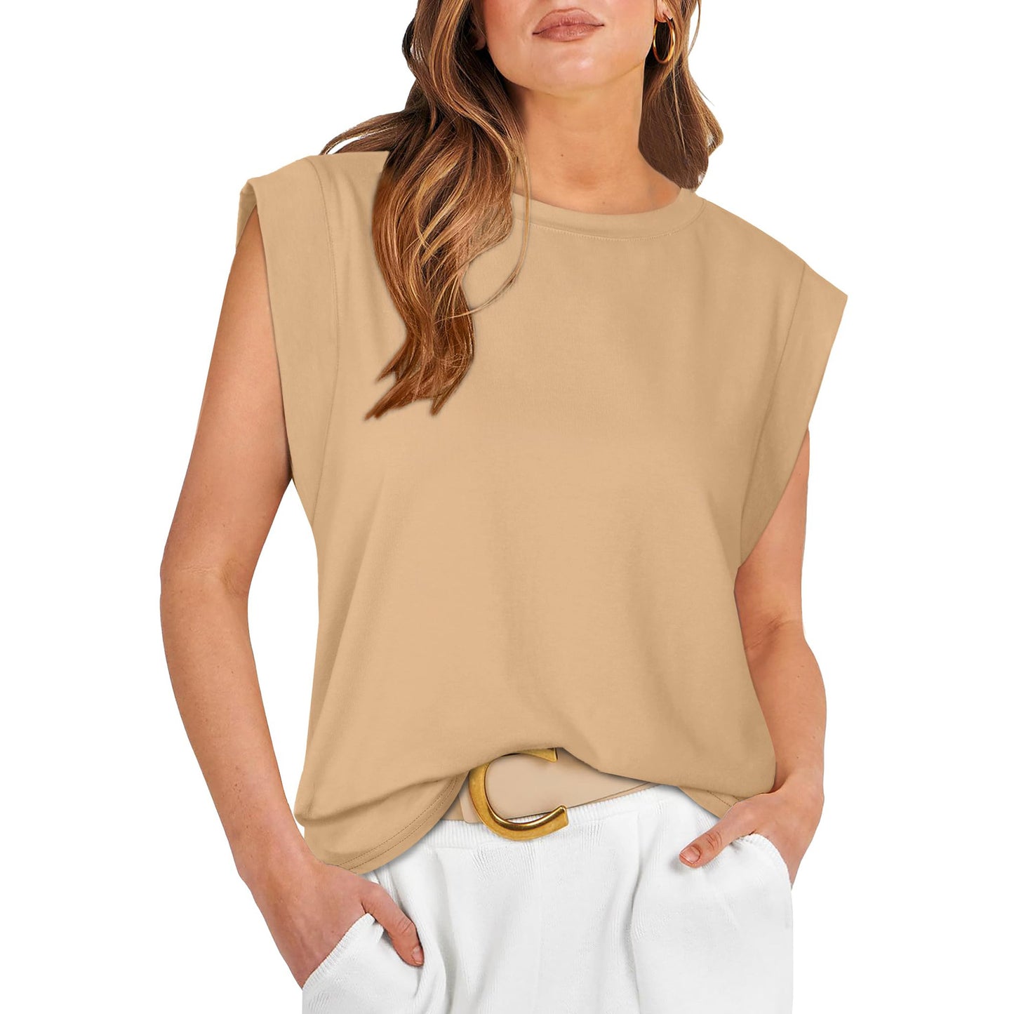 Women's Round Neck Loose Sleeves T-shirt Striped Blouses