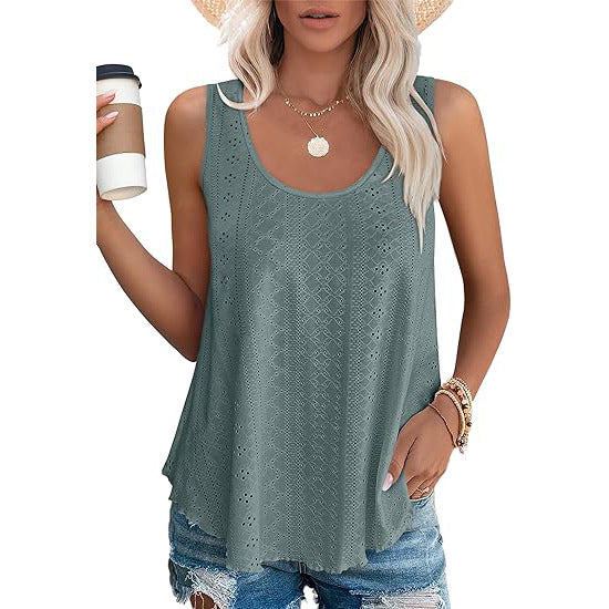 Fashion Round Neck Loose Sleeveless T-shirt Tops